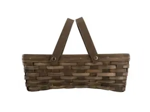 Rustic Woven Storage Basket – Dark Brown with Dual Handles, Perfect for Home Organization Organiser