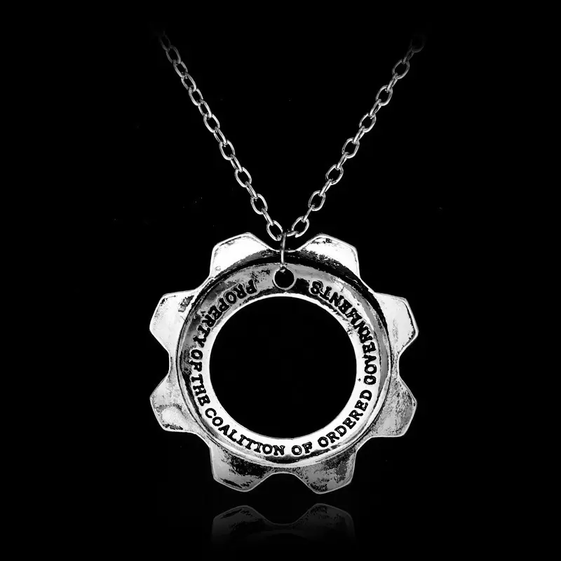 [PANG Jewelry]Peonalized GamE-related War Machine Gear Necklace, Creative Retro Gear Pendant
