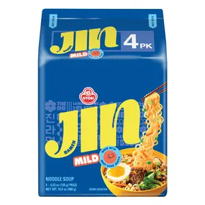 OTOKI Jin Ramen Mild Flavor 4 Pack - Authentic Korean Instant Noodles, 4.23 oz Each, Crafted with New Zealand Beef Bone Broth, Quick & Easy Meal
