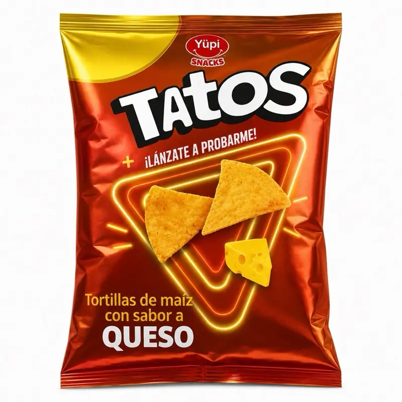 Tatos Queso – Tortillas de Maíz Sabor a Queso | Cheese Flavored Corn Chips | Crunchy Snack