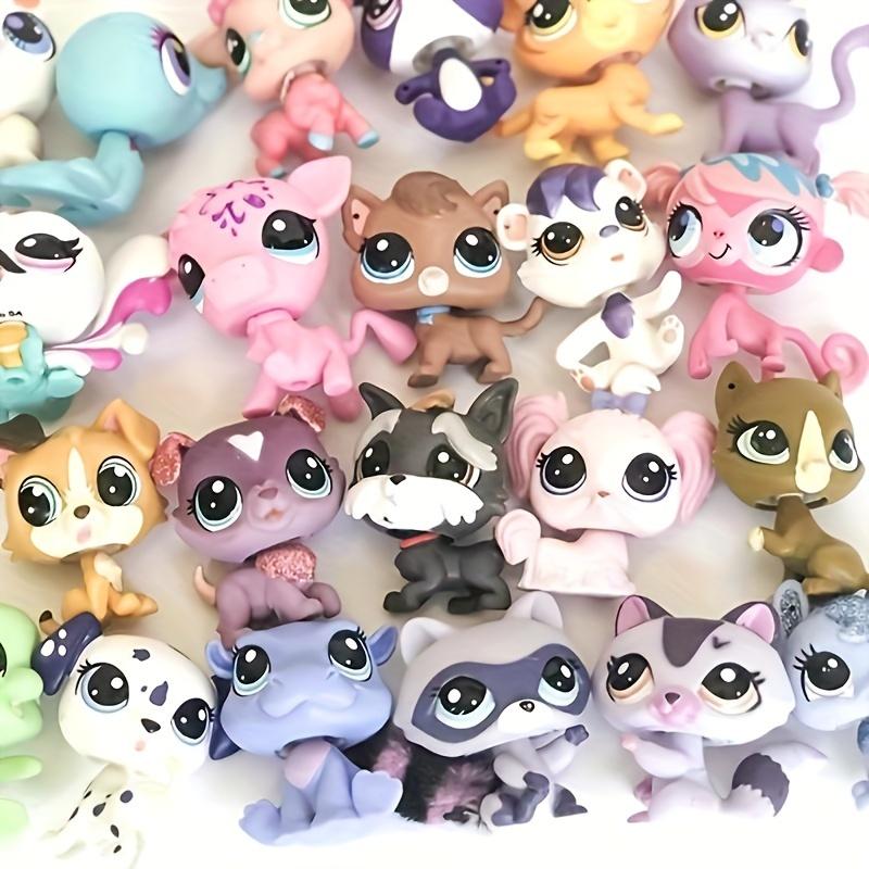 3-Pack LPS DOGS Random Mix 1.97inch Cartoon Animal Figurines, Colorful Plastic Collectible Toys, Cat Dog Rabbit Handicrafts, Novelty Figures for Display