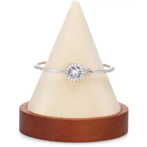 Conical Bracelet Bangle Watch Holder with Wooden Base Exquisite Size for Vendors Exhibit Trade Shows Retail Stores (Old Lace)