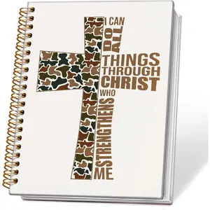 Christian  Notebook for Women Men, I Can Do  Things Through Christ  Journaling, Prayer Journal, Church Notes Notebook, Scripture Hardcover Spiral Notebooks 5.5x8.3 Inch