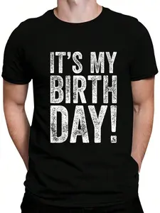 100% Cotton It's My Birthday Shirt Collection Unisex-Adults Black Small Modern Classic Collarless Crew Neck T-Shirt Women's Men's Graphic Tee Crew Neck summer vacation Tops