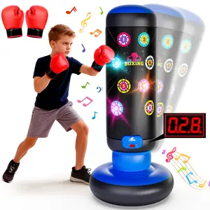 HopeRock Interactive Kids Boxing Bag Music and Light, 4 Game Modes, Scoring Feature, Practice Karate and Taekwondo, Perfect Birthday Gift for Boys and Girls 4-12