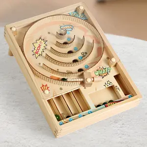 Decompress Family & Party Fun Pinball Table - Beige with Colorful Balls, Durable Arcade-Style Game Board for Ages 6 & Up, Portable Home & Party Game for Family Bonding, Birthday Parties, and Social Gatherings, Party Game Board | Playful Des