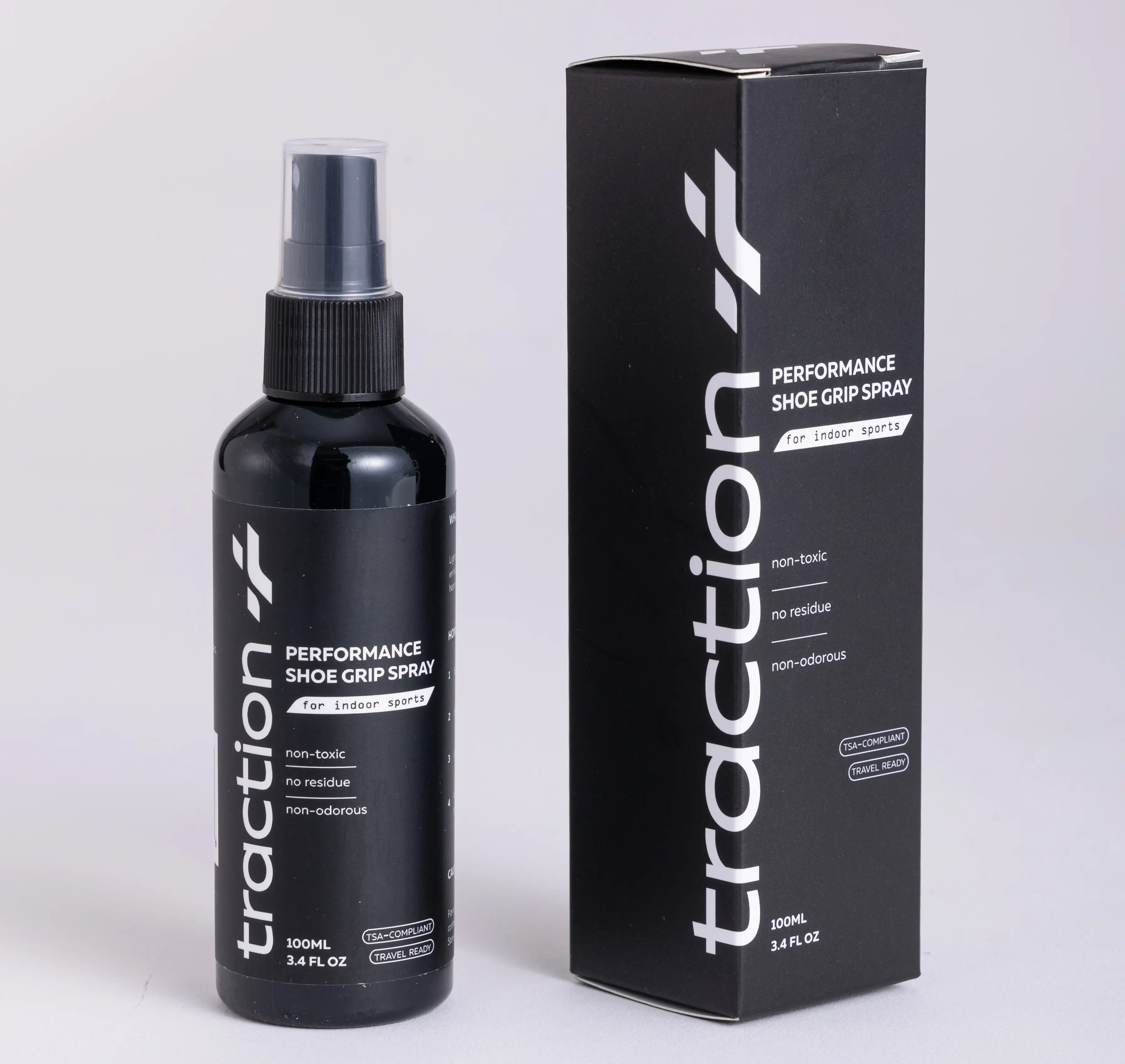 Traction+ Premium Shoe Grip Spray – Instantly Restores Grip and Revives Rubber Soles. All-in-One Traction Spray for Basketball, Volleyball, Badminton & More. All Natural Ingredients. Designed in USA. Normal Size 100mL