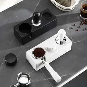 Coffee Tamper Station, Coffee Tamper Holder with Adjustable Pressure Knob & Filter Holder, Durable ABS Plastic Tamper Station for Coffee Shop, Store & Home Workspace