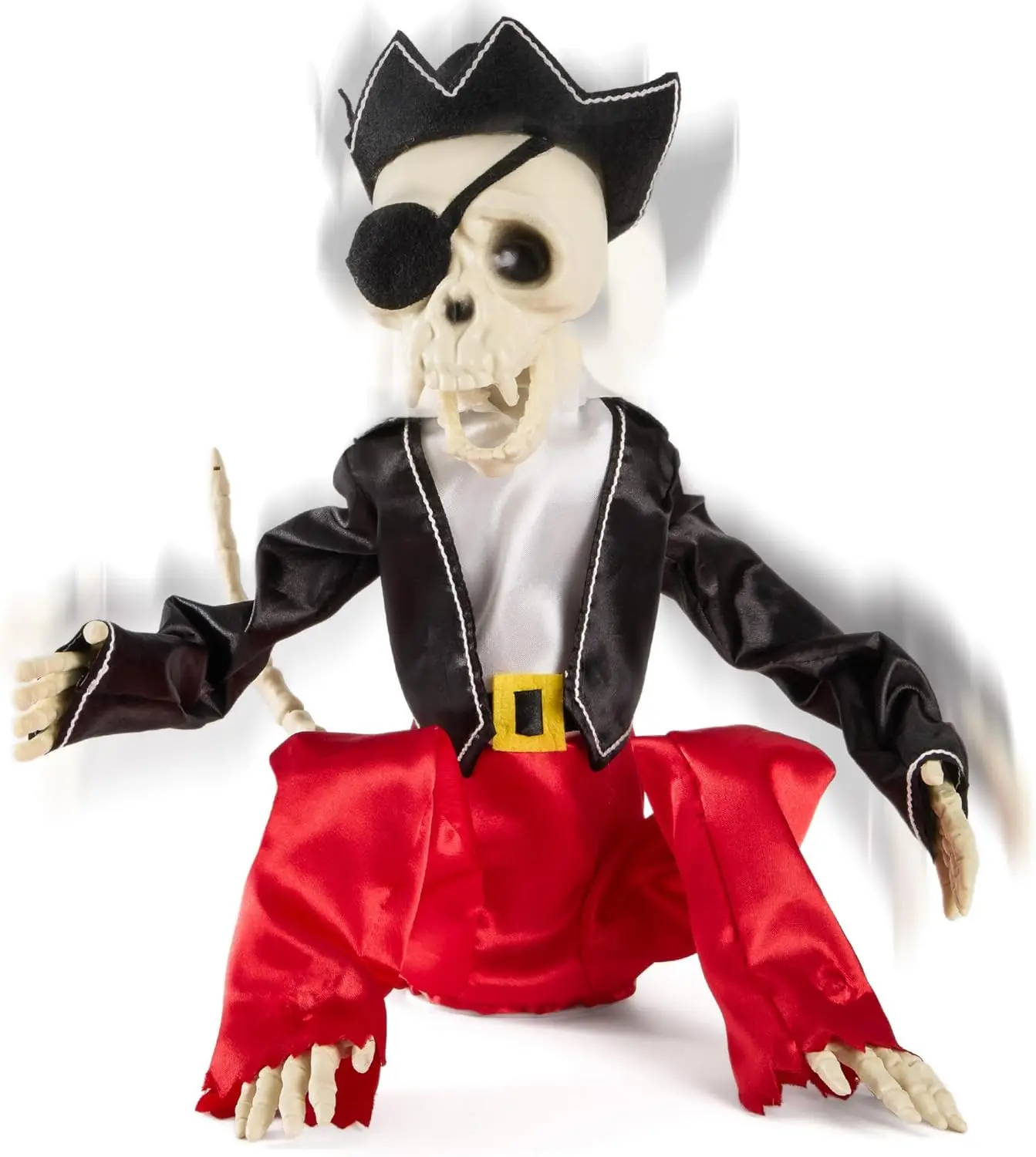 Halloween Animatronics 12" Skeleton Monkey, Realistic Skull Animal Bone Decor with Sound Activation, Creepy Sound, Scary Move, Light Up Eyes, Haunted Spooky Horror Prop for Indoor, Outdoor (Pirate)