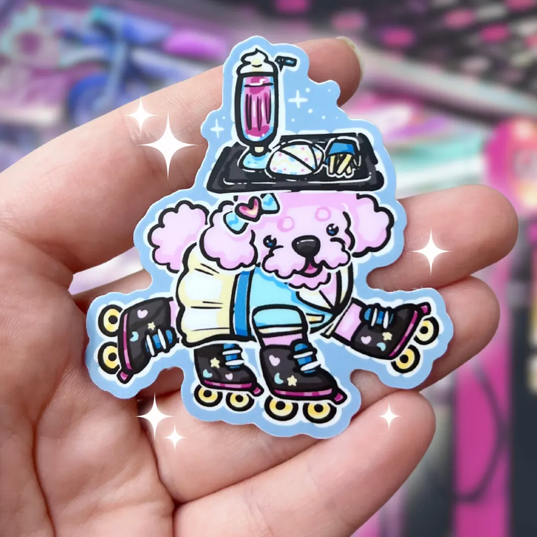 Diner Waitress Poodle ~ Sticker