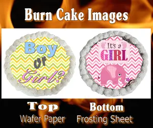 Gender Reveal Baby Girl Elephant ~ It's A Girl ~ Burn Cake Edible Toppers ~ 2 Piece Burn/Reveal Images