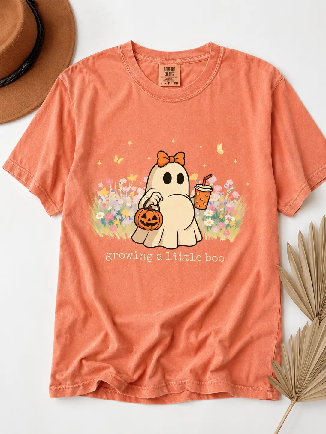 [Saleup to 75%] Comfort Colors Halloween Maternity Shirt, Growing A Little Boo, Funny Pregnancy Announcement 2025 Shirt, Spooky Pregnant Costume, New Mommy - TrendWear USA