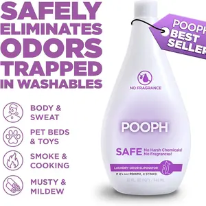 POOPH® Laundry – 32oz Bottle (16 Loads) – Eliminates The Toughest Odors in Washables in a ONE Wash –with NO FRAGRANCES.Just Add 2oz with Laundry Detergent – NO Harsh Chemicals, Safe for People & Pets