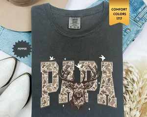 Comfort Colors® Camouflage Papa Shirt, Fathers Day Present, Retro Grandpa Tee, Grandpa Hunting Gift