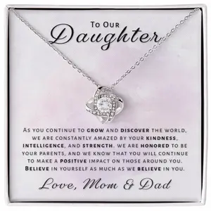 Gift for Daughter From Mom & Dad - Honored Love Knot Necklace WJJ