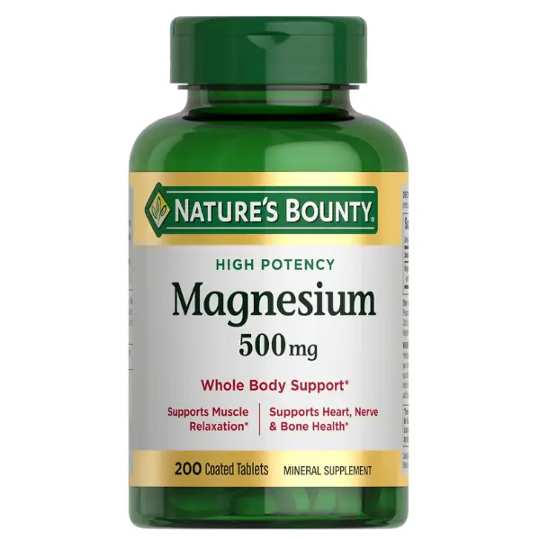 Daily Magnesium Supplement Tablets, 500 Mg Daily Dose, Bone Health & Muscle Support Dietary Mineral Supplement, 200 Count (Pack of 1)