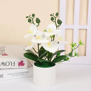 Artificial Orchid Potted Plant, 3 Counts Faux Orchid Potted Plant, Decorative Flower for Home Office, Home Decor Supplies, Artificial Flowers, Fruit