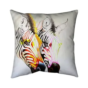 Begin Home Decor 5541-1616-AN56 16 x 16 in. Wildlife Bedroom Yellow Pillow - Colorful Zebras Decor