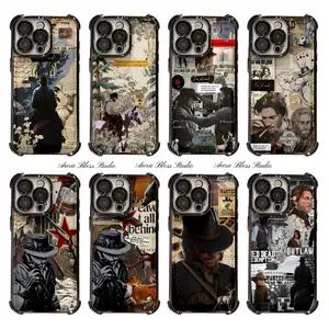 Hot Trendy Game Red Dead Redemption Painting RDR Phone Cases For iPhone 17 Promax Air 16 15 14 Pro Max Plus 13 12 11 Black Transparent Electroplate TPU Shockproof Protective Cover Gifts For Birthday Valentine Christmas Thanksgiving Halloween