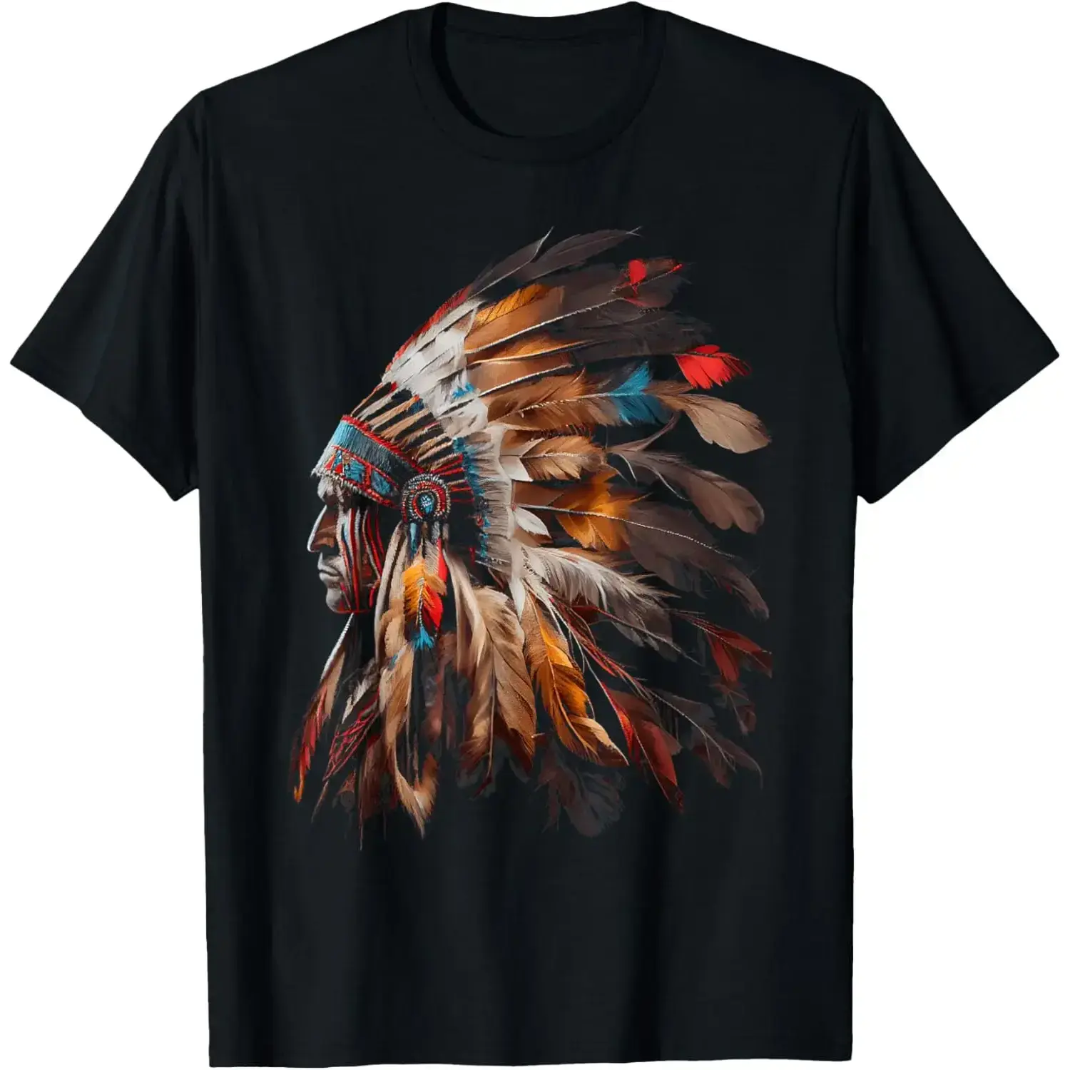Headdress Skull Graphic T-Shirt, Unisex 100% Cotton Relaxed Fit, Casual Streetwear Style, Oversized Shortsleeve