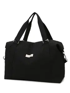 Large Capacity Foldable Lightweight Luggage Bag, Travel Bag, Storage Bag, Colorblock Fashion High-End Travel Bag, Dry-Wet Separation, Fashionable Duffel Bag