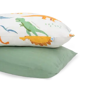 Cotton Muslin Pillowcase 2 Pack - Dino Names