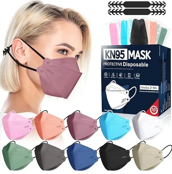 FENFEN KN95 Face Masks Disposable Adults - 50 Pack 5 Layer Protection Dust Breathable Comfortable Respirator Women KN95 Mask Individually Wrapped