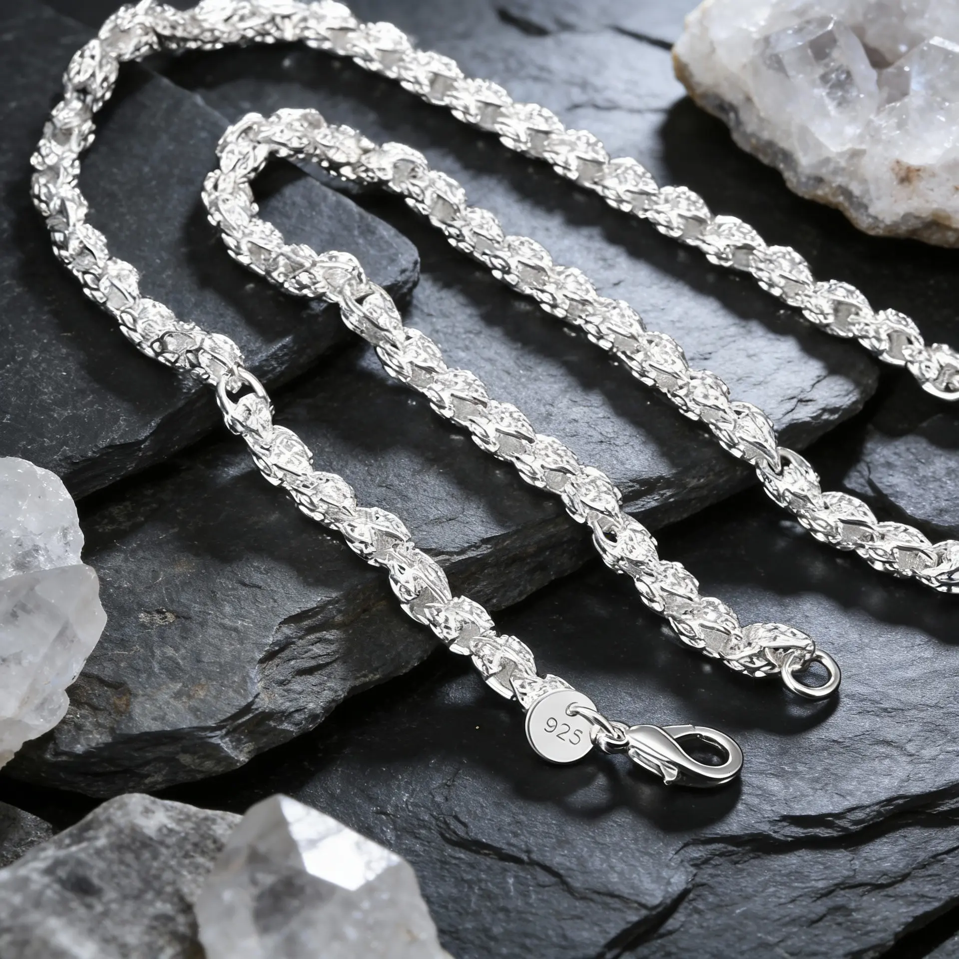 Women's Elegant Bamboo Chain Necklace - 925 Sterling Silver Plated Costume Jewelry, Hypoallergenic Nickel-Free, 20-24in/60cm, Unisex Adults 1-Piece Accessory, Gift Ideas