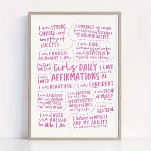 1pc Daily Affirmations Canvas Print - Positive Mindset & Self Love Quotes Wall Art - Frameless Inspirational Poster - For Home & Bedroom Decor - Perfect Gift for Friends & Family