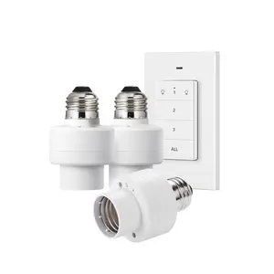 DEWENWILS Remote Control Light Socket, Wireless Light Switch for Pull Chain Light Lamp Fixtures, 100FT Range, No Wiring Needed, ETL Listed(1 Wall Mounted Controller+3 Socket, Shorter Version)-HRLS13S