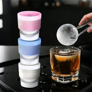 Ice Ball Molds Set of 3, Round Ice Cube Molds, 1.7-Inch Spherical Ice Cubes for Whiskey, Cocktails, Bourbon, Kitchen Utensils, Ice Ball Trays