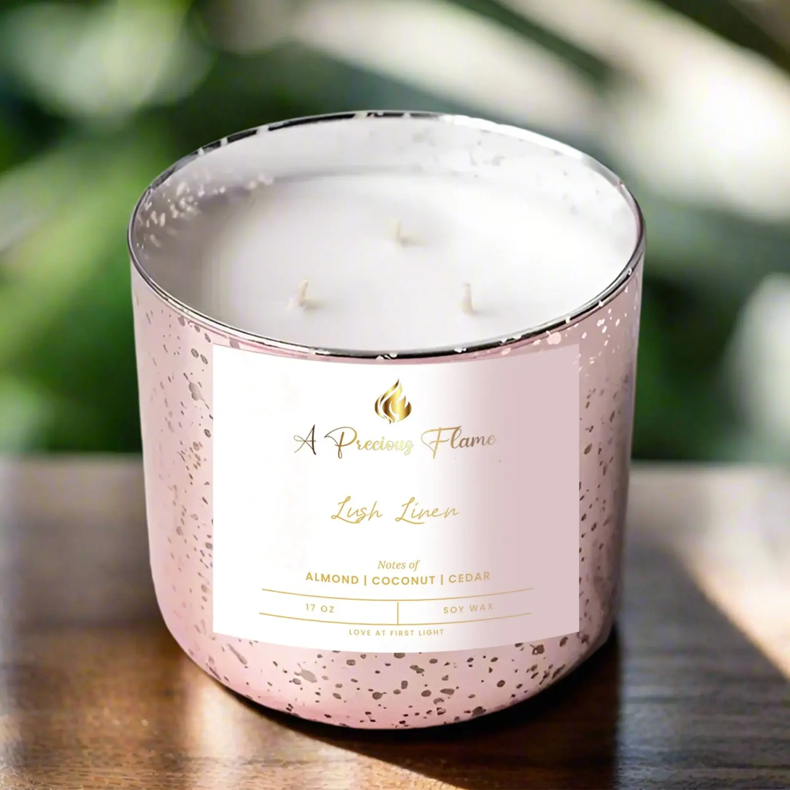 3 Wick-Mercury Rose Gold Candle Decor Glass