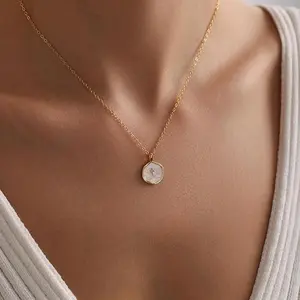 Gold Cross Necklace for Women Dainty Simple Cross Pendant with Enamel & Cubic Zirconia Gem Elegant Hypoallergenic Brass Jewelry Party Daily Wear For Black Friday, Christmas gifts