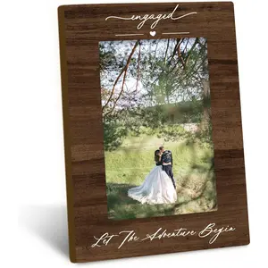 Wedding Engagement 4x6 Picture Frame, Just Engaged Photo Frame, Wedding Gifts for Newlyweds Couples Wife Husband, Newly Engaged Wedding Photo Frames for Desk Decor
