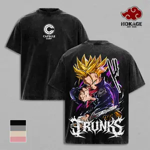 Trunks - DBZ Capsule Corp Future Saiyan Graphic Tee, Heavy Cotton Oversized Shirt, Vintage Washed Streetwear For Men, Gift For Anime Lovers And DBZ Fans