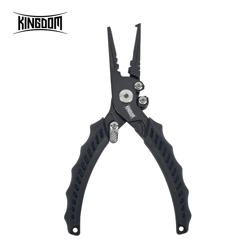 kingdom Stainless Steel Fishing Pliers, 6.1-Inch Multifunctional Tool with Braided Line Cutter & Super Strong Grip TPR Rubber Handle, Braided Fishing Line Accessories, Fish Grip Accessories, Super Strong Grip Feel