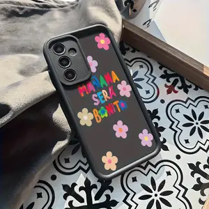 Phone Case: New Black TPU Tomorrow's Beautiful Floral Pattern, Suitable for Samsung Galaxy S26 S25 S24 S23 S22 S21 Fe Plus Ultra A13 A14 A15 A16 A17 A33 A34 A35 A36 A52 A53 A54 Note20