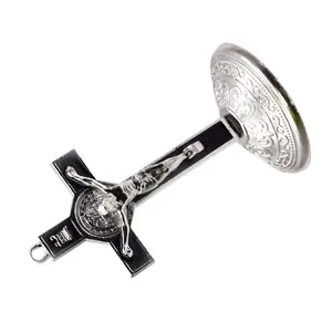 9cm Metal Crosses Crucifix Statue with Base Religious Decors Ornament