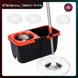 New 360 spin mop and bucket，3 Microfiber Mop Replacement Heads, Adjustable Telescoping Spin Mop Set，Handle Efficient Cleaning Supplies，Mop And Bucket Set,  Folding Bucket，new mop，