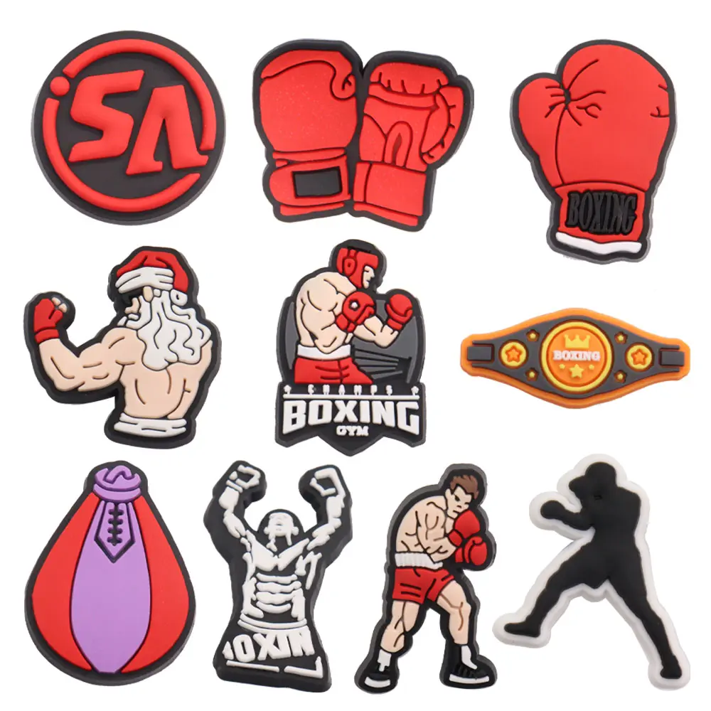 Cartoon Boxing Croc Shoe Charms for Kids Boys Girls Women Men PVC Wristband Sandals Clog Accessories Party Favor with Dragon and Character Designs