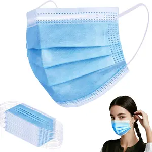 100 Pcs Blue Disposable Face Masks, 3 Ply Protective Breathable Face Masks, Comfortable Disposable Protective Masks for Adults Daily Indoor Outdoor Use