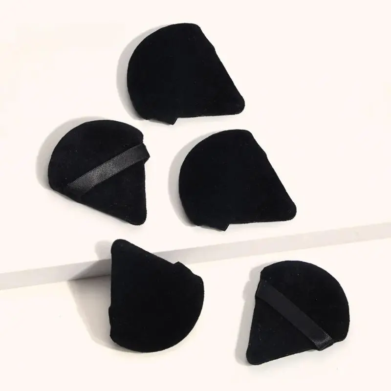 Triangle Shaped Powder Puff, 5 Counts Soft Plush Powder Puff, Makeup Foundation Puff, Makeup Tool for Loose Powder Liquid Cosmetic, Cosmetics Makeup Tools, Beauty Products, Makeup Puffs