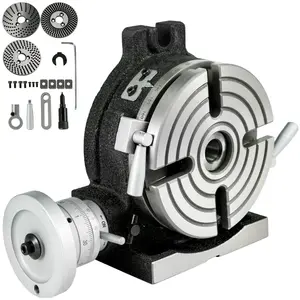 summervibes VEVOR Rotary Table 6inch(150mm) Horizontal Vertical Milling Table 2/5inch(10mm) 4-Slot Milling Rotary Table MT-2 Rotary Table for Milling with Indexing Plate Set for Precision Milling Drilling