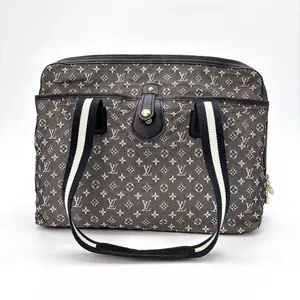 Pre-owned Louis Vuitton canvas Shoulder Bags Gray and Black Laptop Bag with Monogram Design