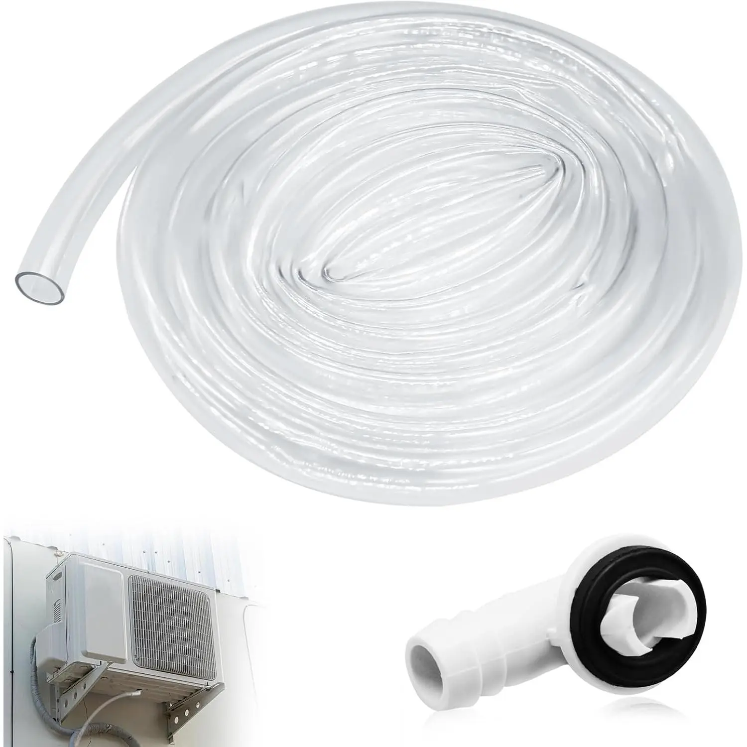 6Ft Portable Air Conditioner Drain Hose  3/5 Inch Leakproof AC Kit Universal Pipe Replacement with Connector and Clamp Window Unit Parts