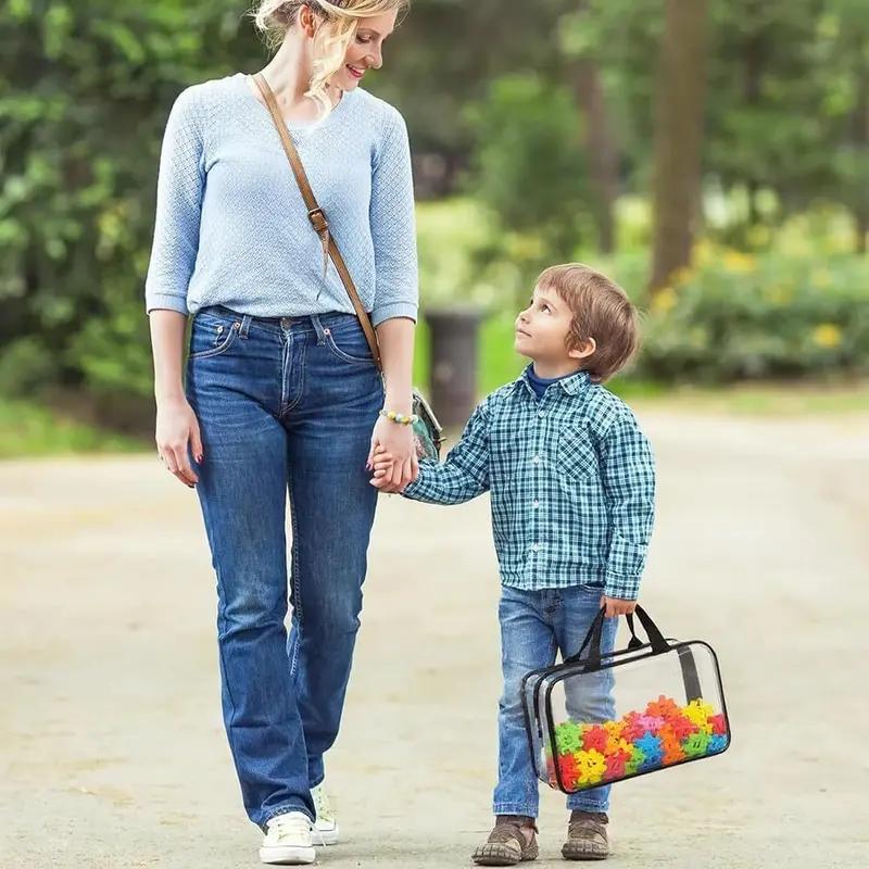 6-Pack Large Toy Storage Bags with Zipper Thickened PVC Waterproof Transparent Organizer for Building Blocks Puzzles Cosmetics & Stationery