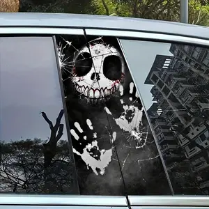 Car Window Sticker, Skeleton Hand Print Pattern Car Window Decal, Waterproof & Sunproof Car Sticker, Universal Car Exterior Decoration Accessories, Car Decals, Skull Decal, Sticker For Cars