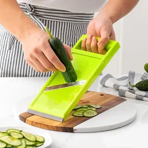 Kitchen Slicer Vegetable Cutter, Veggie Slicer Potato Slicer Waffle Fry Cutter Hot Swap for Vegetables Carrot Shredder Cucumber Slicer, Portable Hanging Vegetable Chopper