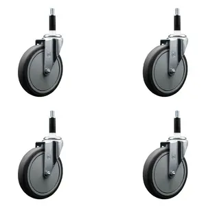 212 MAIN Service Caster SCC-EX20S614-TPRB-78-4 Series #20 Swivel Type Thermoplastic Rubber Swivel Expanding Stem Caster - 6 in. Gray Wheels, 0.87 in. Stems, Round/Square Secure Fit, Set of 4