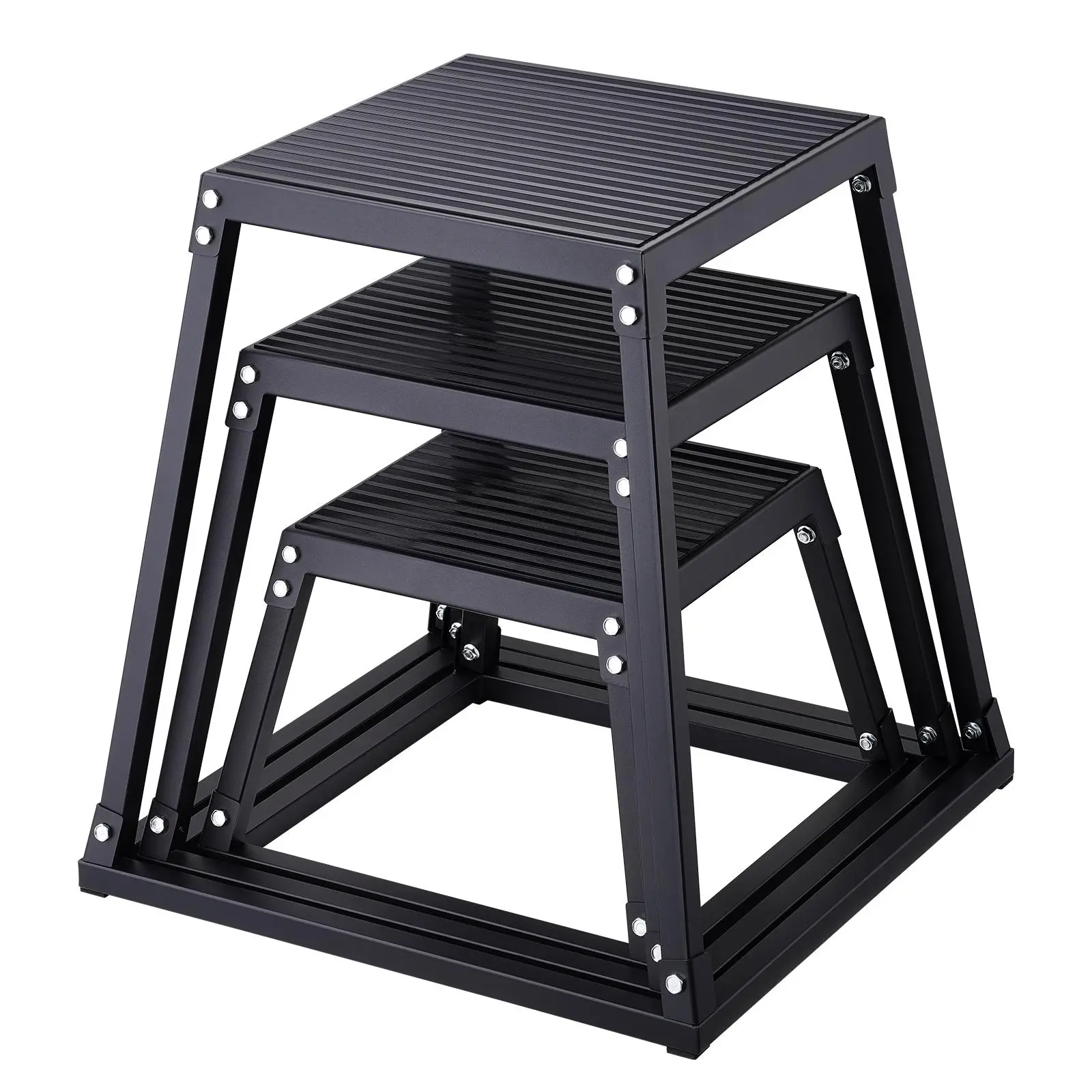 VEVOR Plyometric Jump Boxes, TikTokShopBlackFriday, 12/18/24 Inch Plyo Box, Platform and Jumping Agility Box, Anti-Slip Fitness Exercise Step Up Box Set for Home Gym Training, Conditioning Strength Training, Black